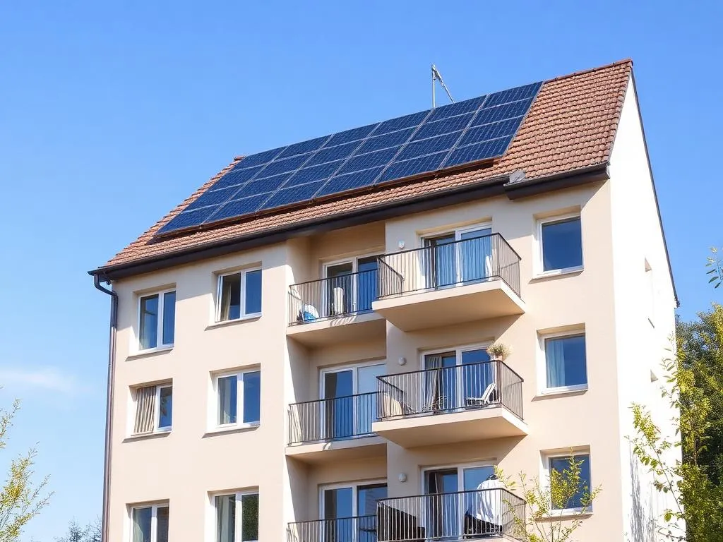 Mehrfamilienhaus mit Photovoltaikanlage auf dem Dach